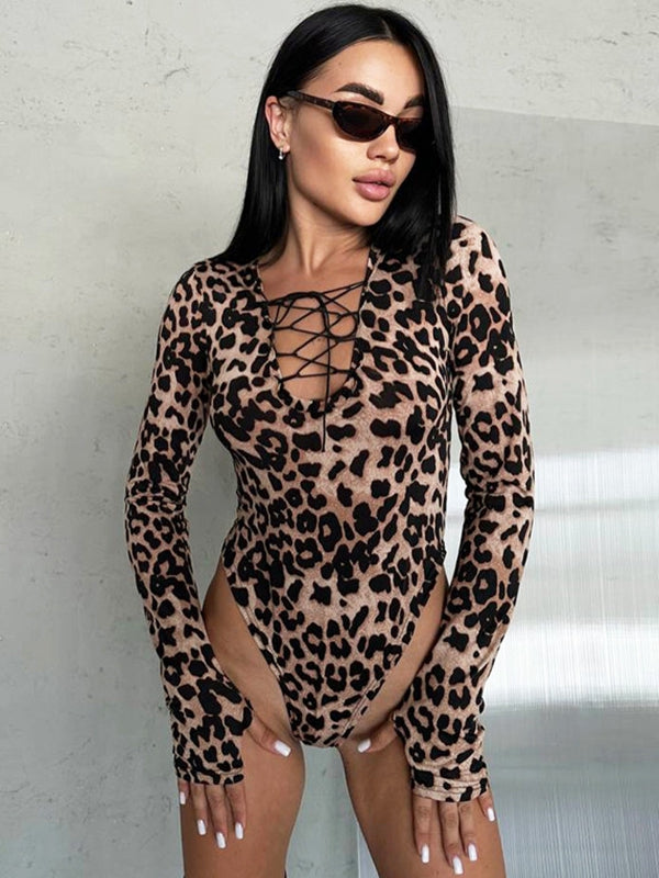 Liviabliss 7281 - Seksi Leopard Baskılı Dantel-up Body