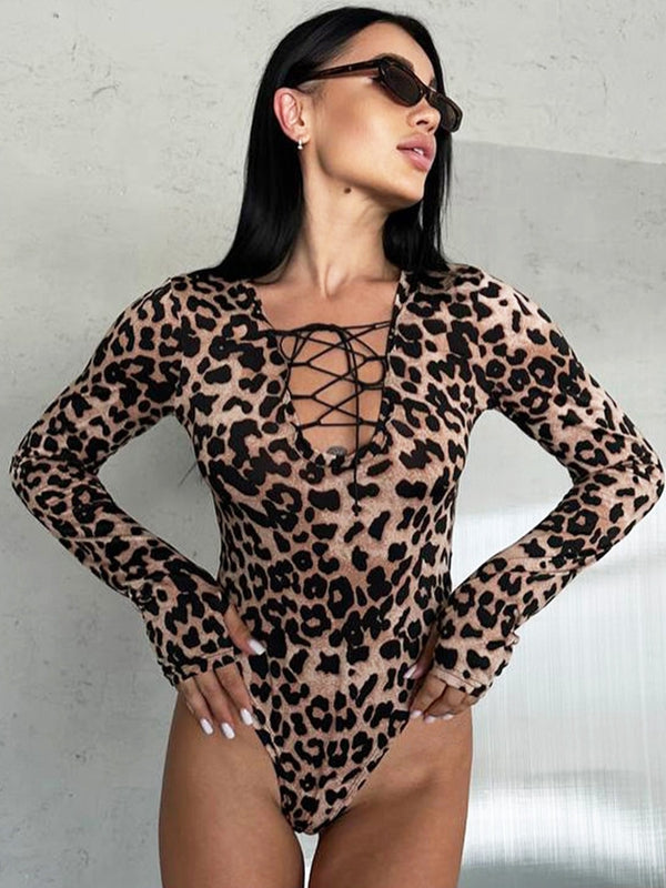 Liviabliss 7281 - Seksi Leopard Baskılı Dantel-up Body
