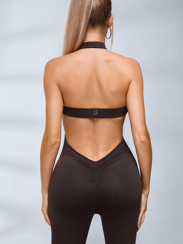 Livia 4938-67  Sırt Dekolteli Halter Yaka Derin V Kadın Tulum Livia Bliss