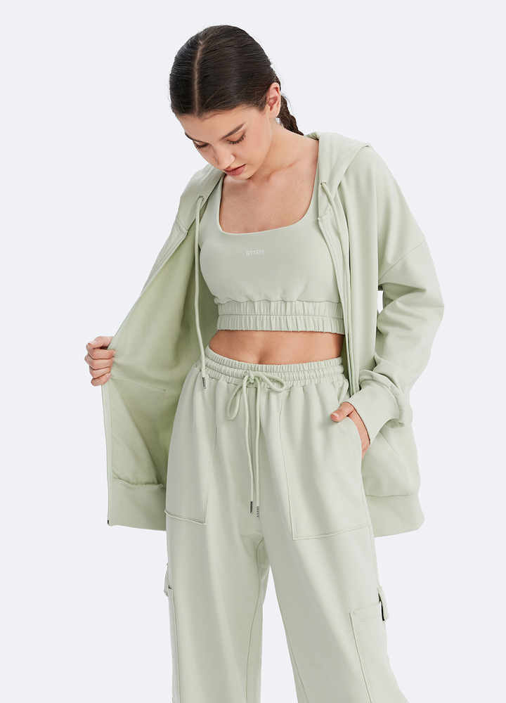 Cepli Fermuarli Kapusonlu Sweatshirt