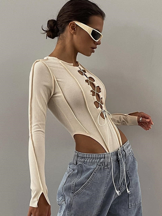 Liviabliss 7258 - Dantel-up Long Sleeves Body