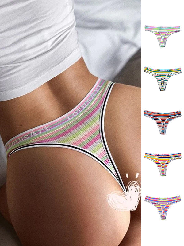 Liviabliss 7133 - Harf Desenli Baskılı Rainbow Stripe T-String Külot