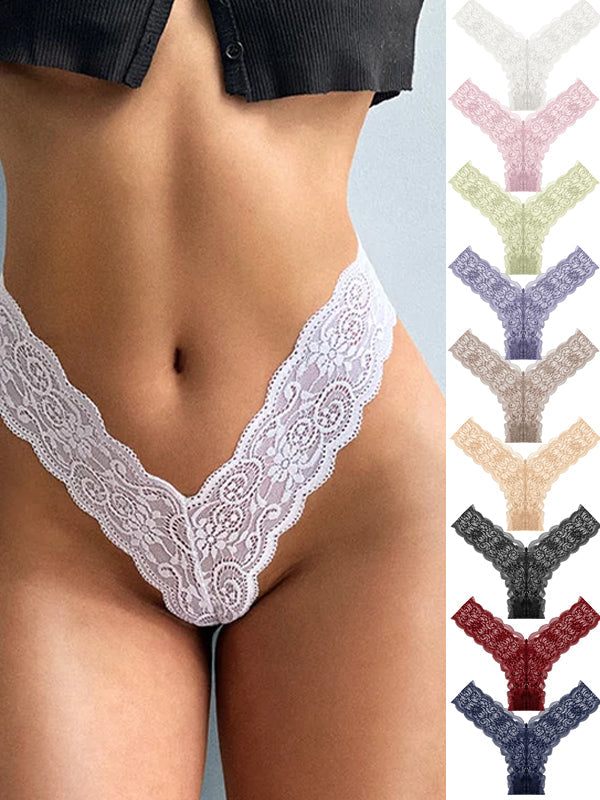 Liviabliss 7163 - V-shape Wasited Flower Dantel T-String Külot
