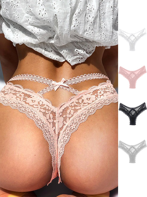 Liviabliss 7166 - Bow-knot Dantel Mesh Cross Back Külot
