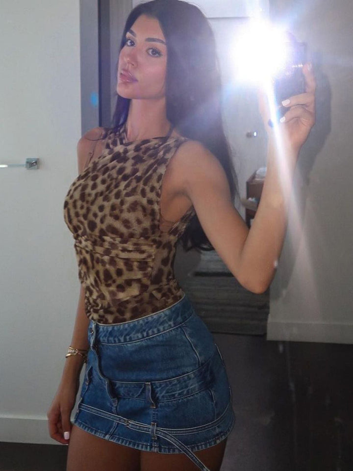 Liviabliss 7288 - Seksi Leopard Baskılı Body