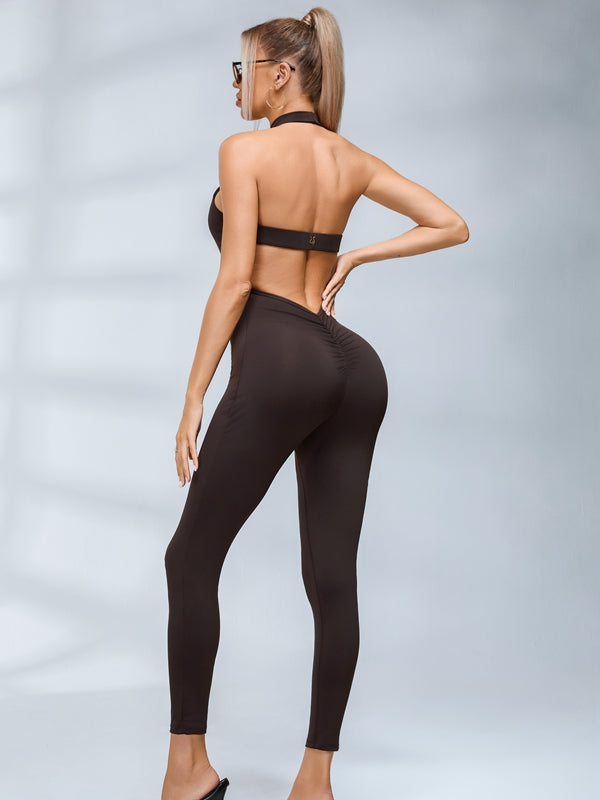 Livia 4938-67  Sırt Dekolteli Halter Yaka Derin V Kadın Tulum Livia Bliss