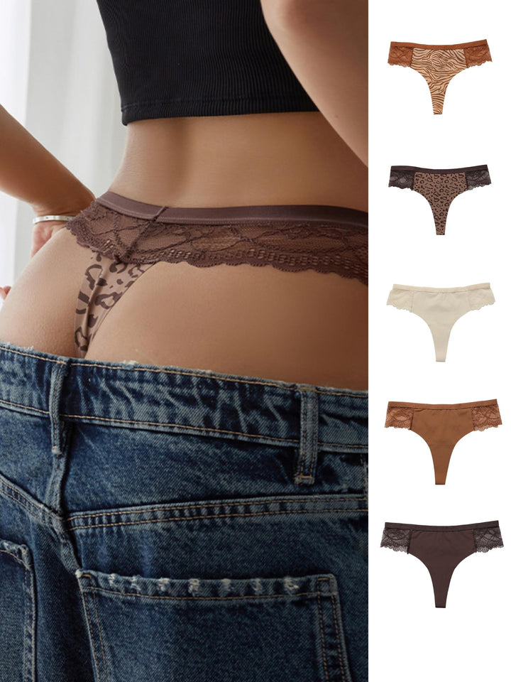 Liviabliss 7171 - Leopard Baskılı Dantel T-String Külot