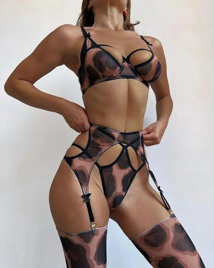 Livia 1159 Leopar Desenli Jartiyer Takım