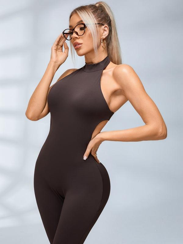 Livia 4938-67  Sırt Dekolteli Halter Yaka Derin V Kadın Tulum Livia Bliss