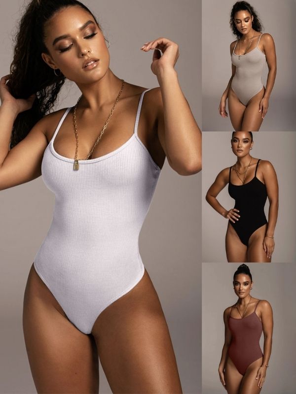 Liviabliss 7256 - Kolsuz Ribbed Ayarlanabilir Straps Short Body