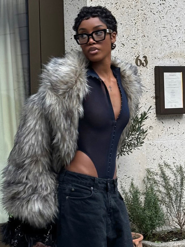 Liviabliss 7316 - Seksi Şeffaf File Metal Tokalı Kısa Bodysuit