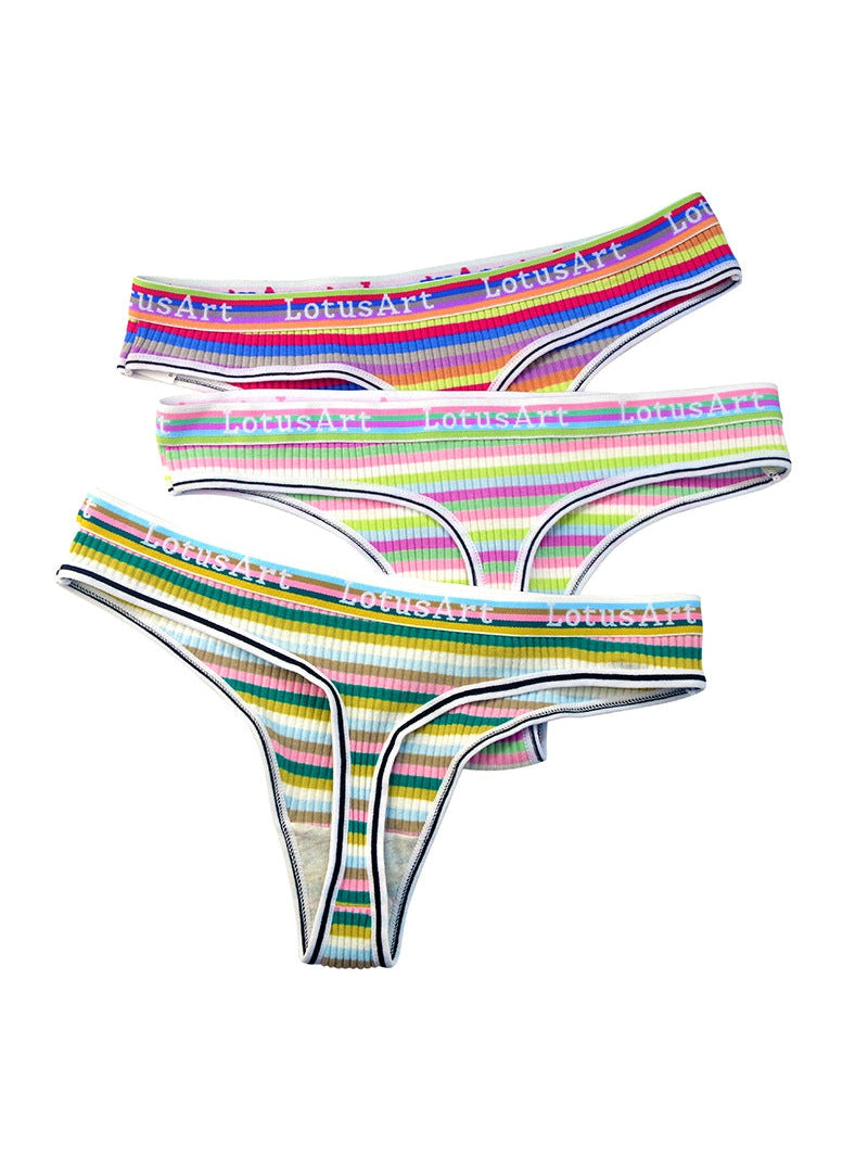Liviabliss 7133 - Harf Desenli Baskılı Rainbow Stripe T-String Külot