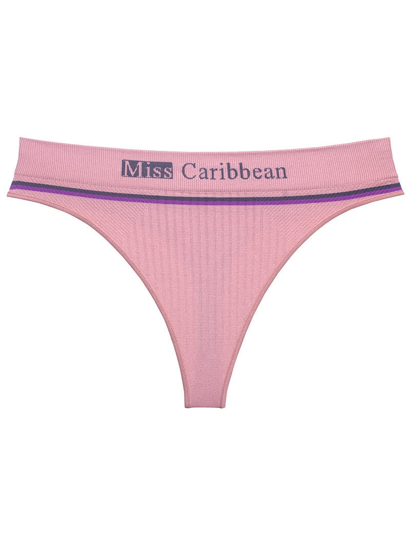 Liviabliss 7153 - Harf Desenli Baskılı Ribbed Fitness String Külot