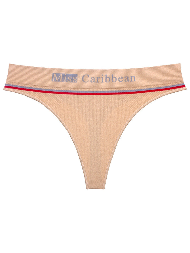 Liviabliss 7153 - Harf Desenli Baskılı Ribbed Fitness String Külot