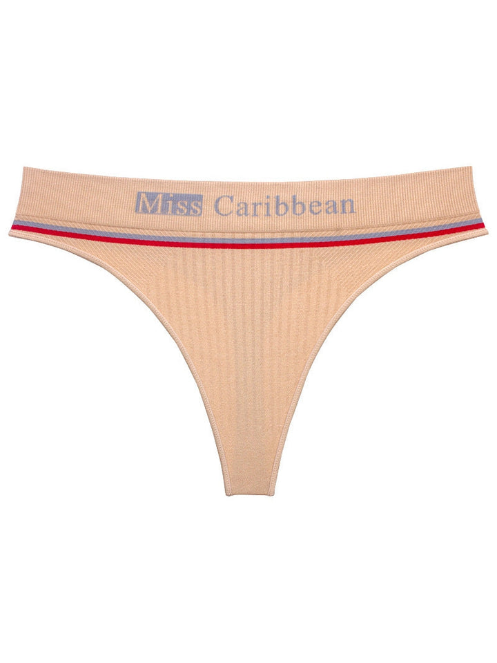 Liviabliss 7153 - Harf Desenli Baskılı Ribbed Fitness String Külot