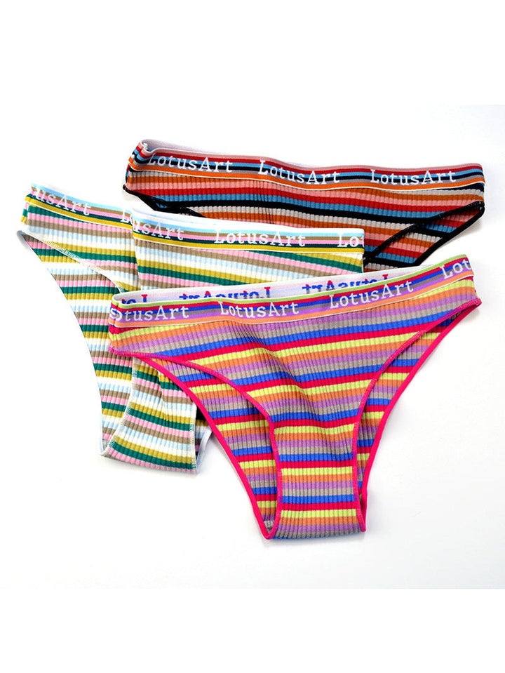 Liviabliss 7133 - Harf Desenli Baskılı Rainbow Stripe T-String Külot
