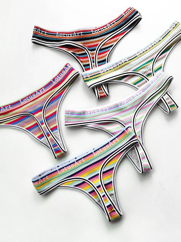 Liviabliss 7133 - Harf Desenli Baskılı Rainbow Stripe T-String Külot
