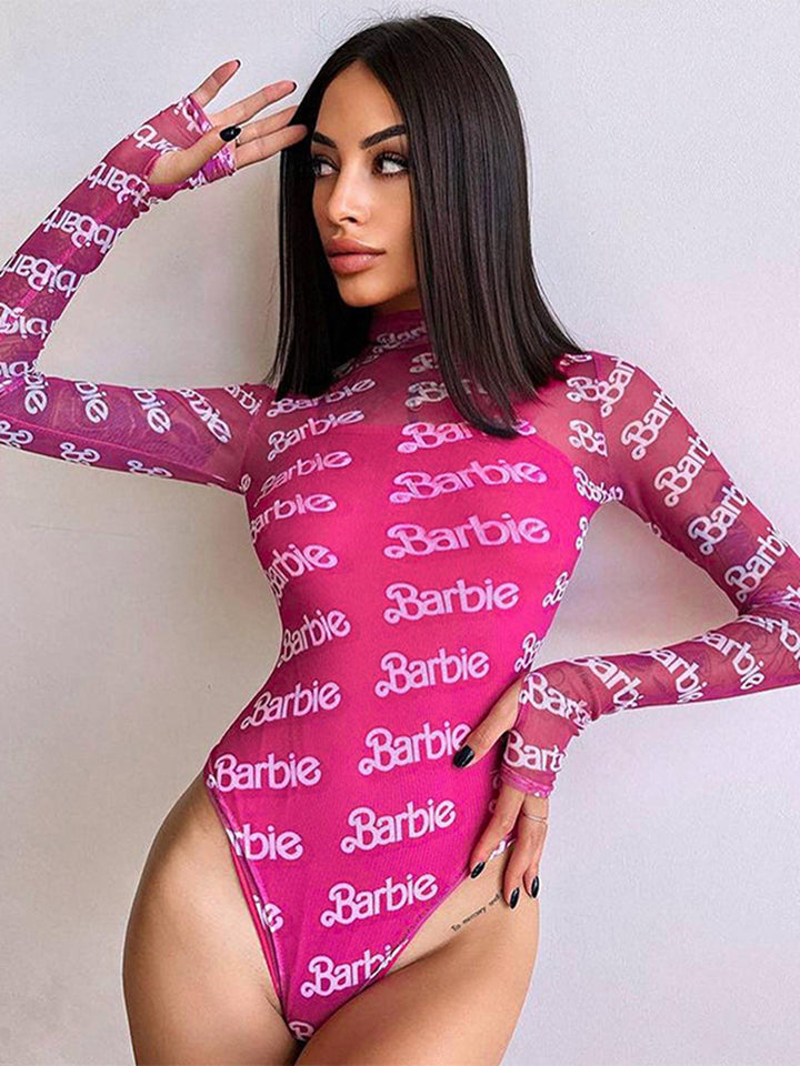 Liviabliss 7262 - Barbie Baskılı Parmak Geçmeli Mesh Bodysuit