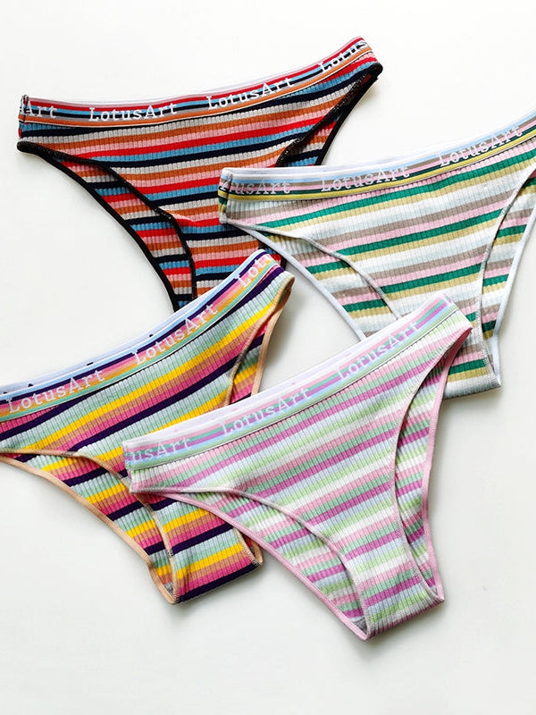 Liviabliss 7133 - Harf Desenli Baskılı Rainbow Stripe T-String Külot