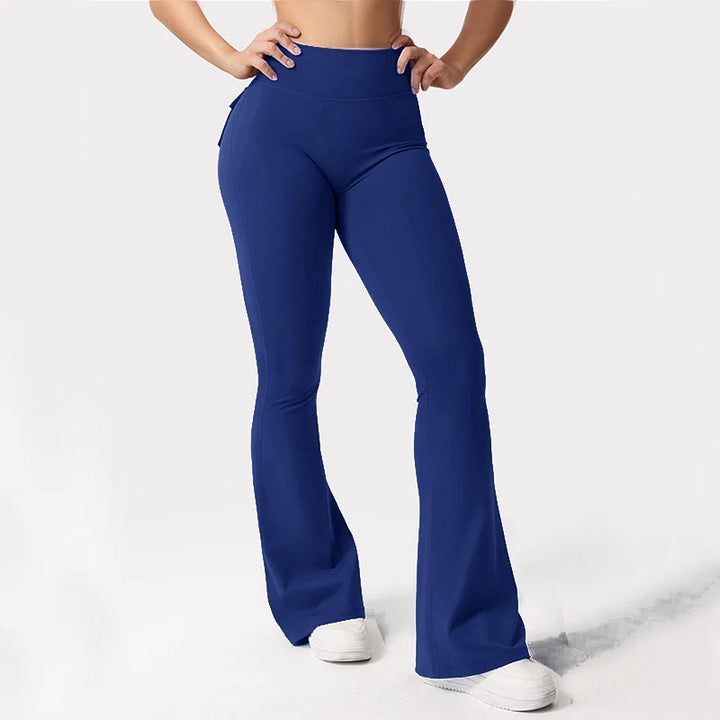 Liviabliss 7140-81 Yüksek Esnek Bol Paça Yoga Taytı Cepli Kompresyon Fitness Pantolonu