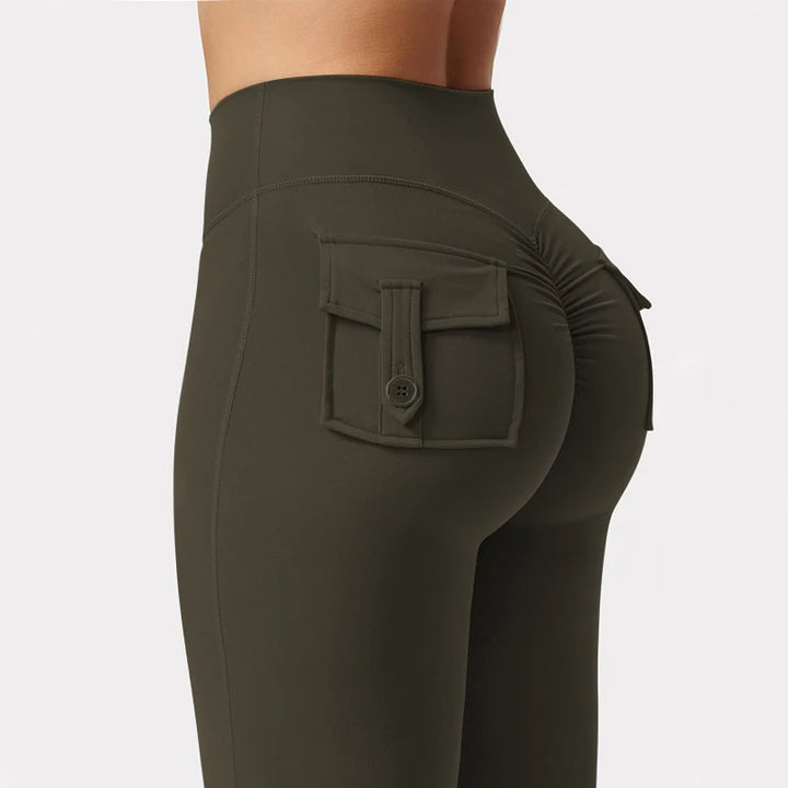 Liviabliss 7140-81 Yüksek Esnek Bol Paça Yoga Taytı Cepli Kompresyon Fitness Pantolonu