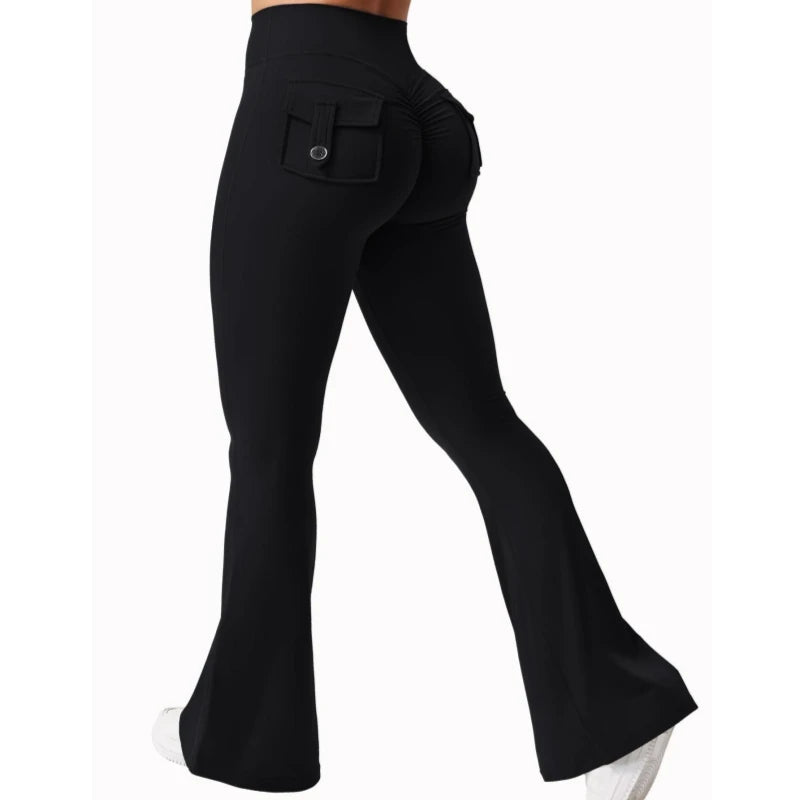 Liviabliss 7140-81 Yüksek Esnek Bol Paça Yoga Taytı Cepli Kompresyon Fitness Pantolonu