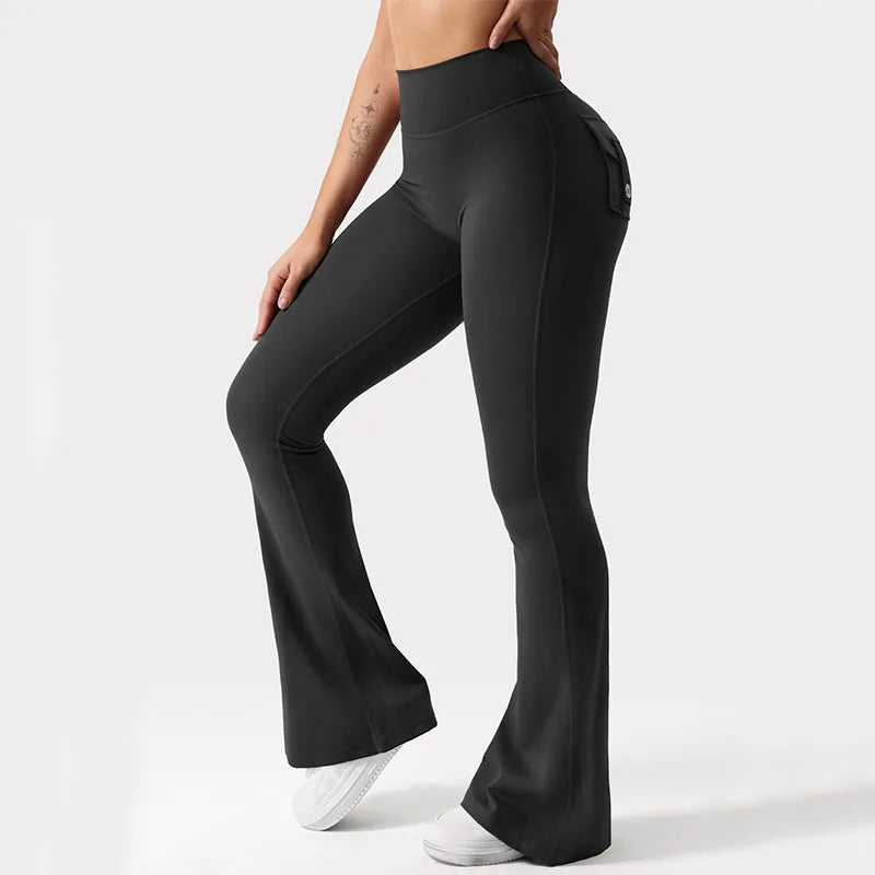 Liviabliss 7140-81 Yüksek Esnek Bol Paça Yoga Taytı Cepli Kompresyon Fitness Pantolonu