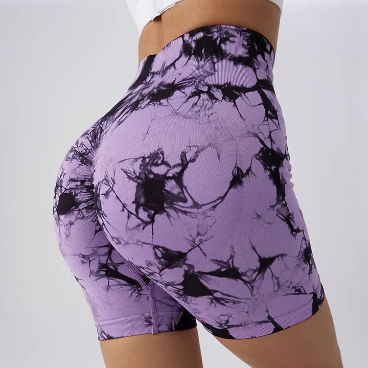 Livia 5601-04 Tie Dye Desenli, Dikişsiz, Yüksek Bel Kadın Spor Fitness Şortu