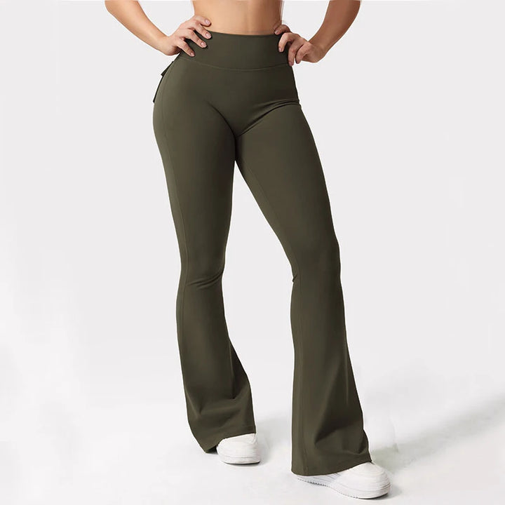 Liviabliss 7140-81 Yüksek Esnek Bol Paça Yoga Taytı Cepli Kompresyon Fitness Pantolonu