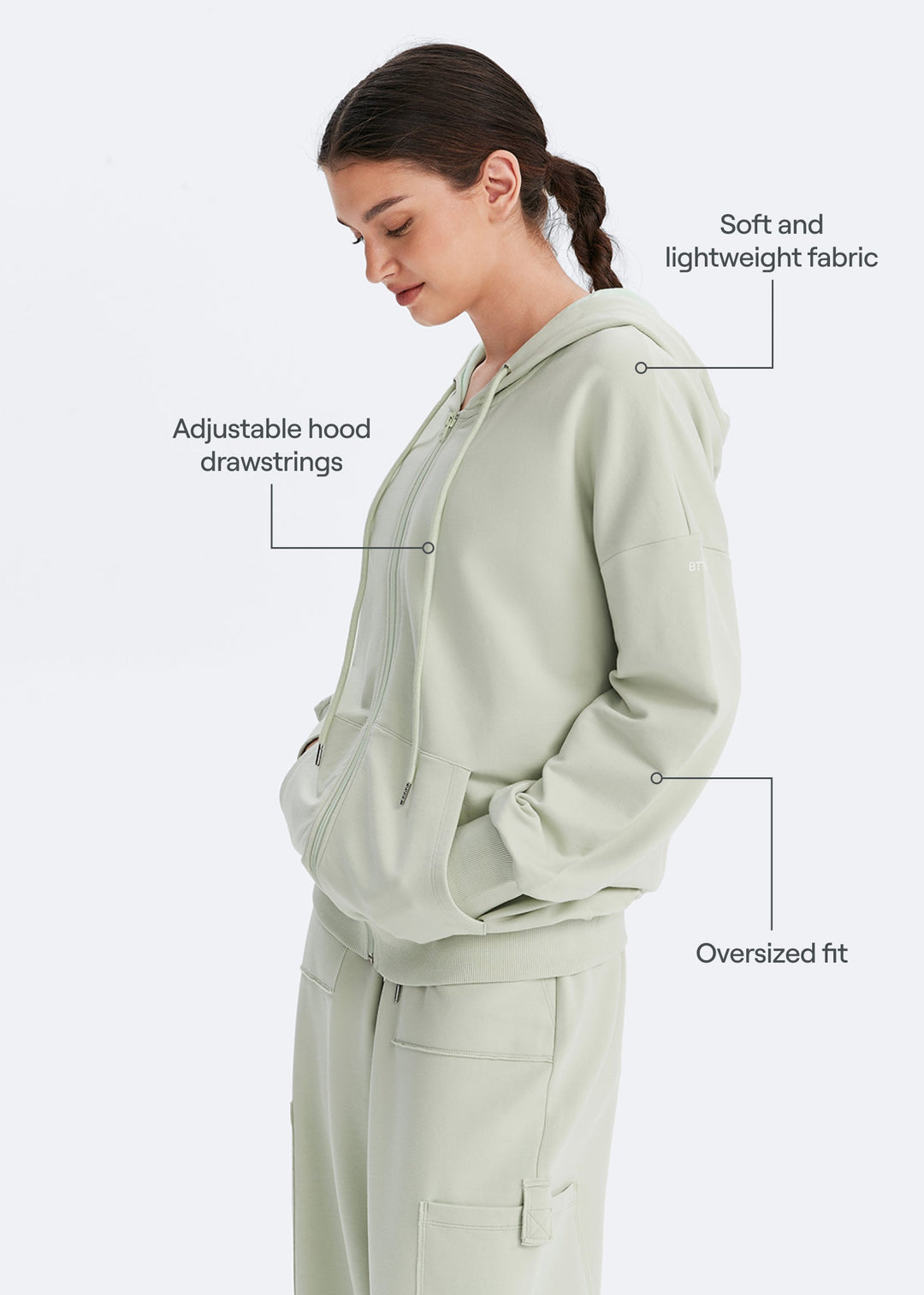 Cepli Fermuarli Kapusonlu Sweatshirt