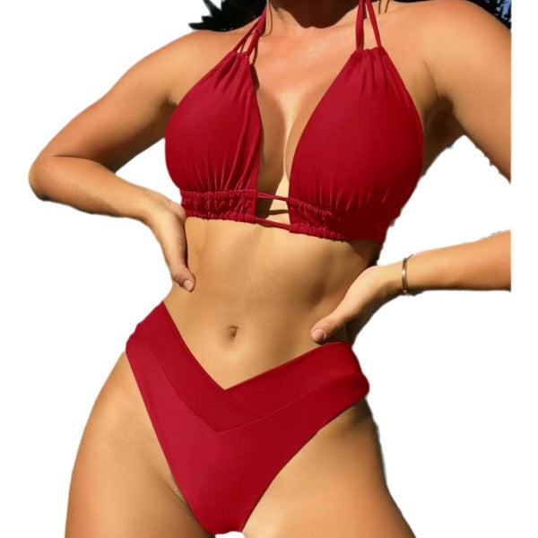 5011-71 Livia Seksi v yaka formlu waist bikini takımı Livia.BKN