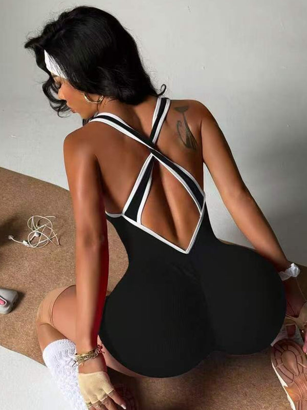 Livia 2360-14 Çapraz Sırt Çizgili Kısa Kadın Tulum
