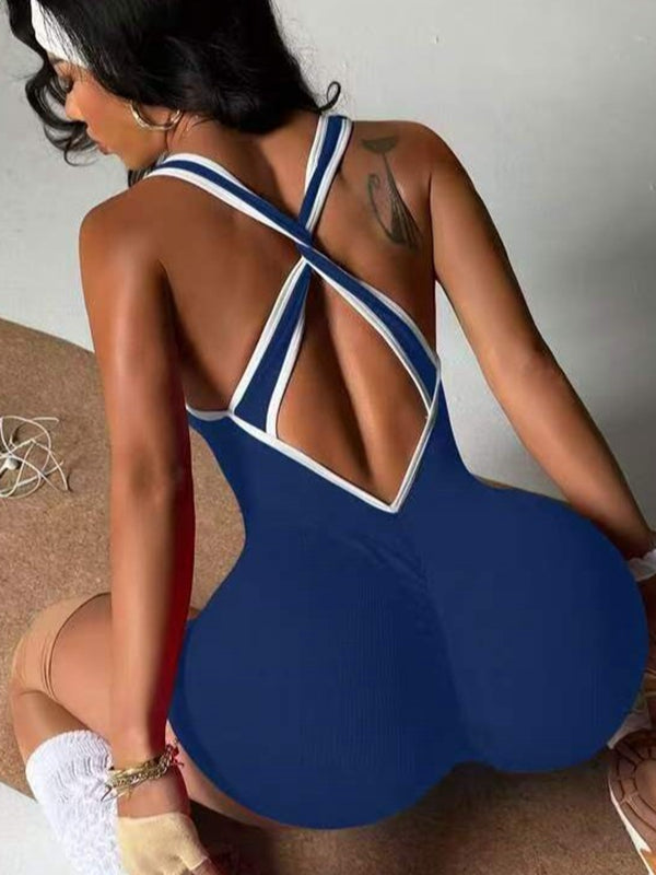 Livia 2360-14 Çapraz Sırt Çizgili Kısa Kadın Tulum